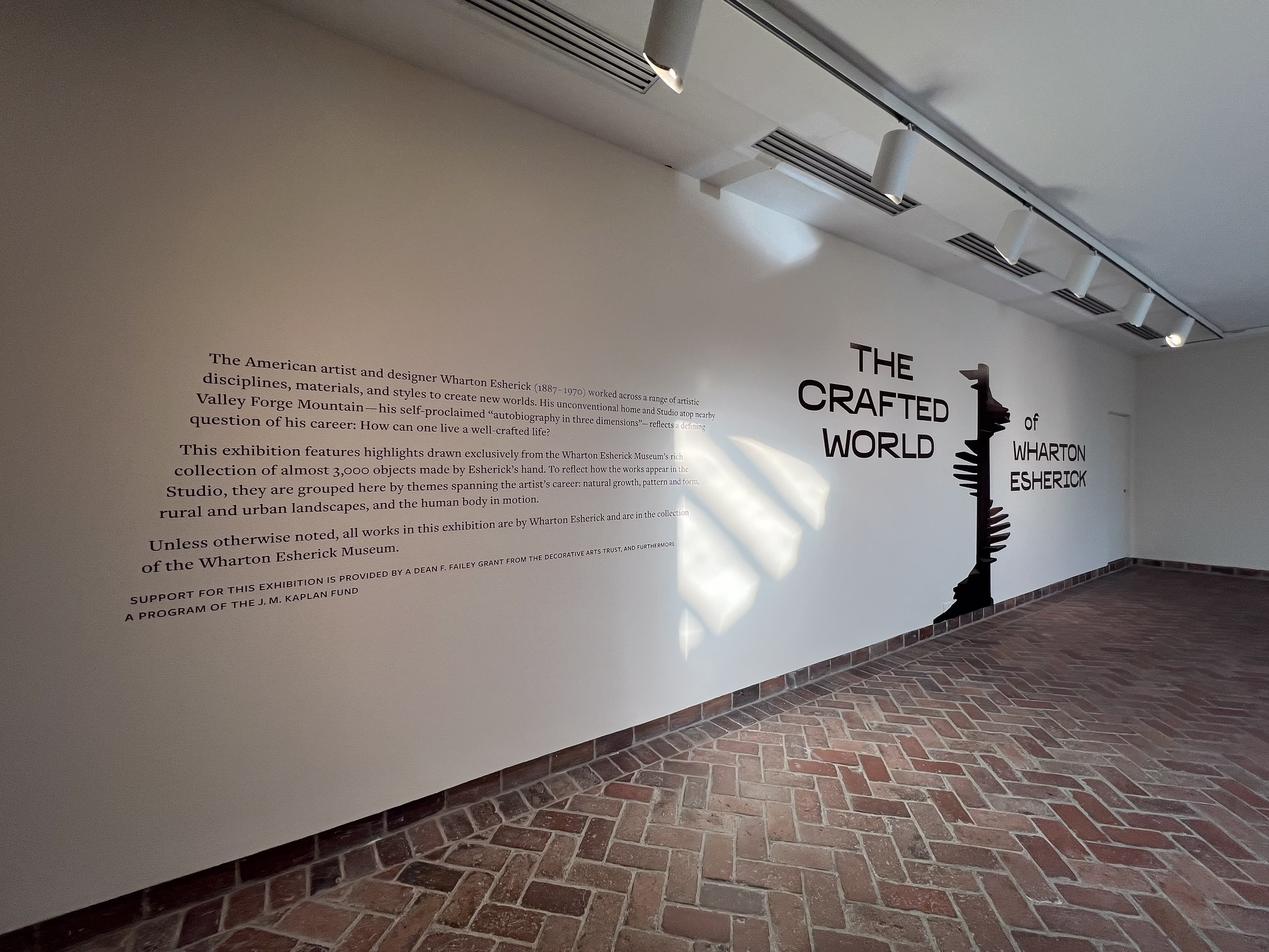 exhibition entrance graphic for The Crafted World of Wharton Esherick at the Brandywine River Museum in 2024