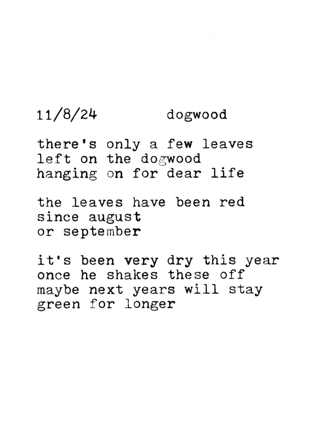 Typewritten poem on paper